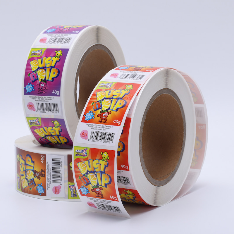 Custom Colorful Snack Packaging Roll Self Adhesive Food Label